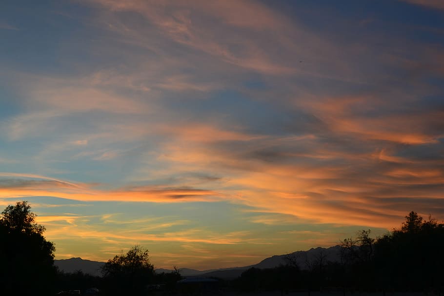 afterglow, sunset, sky, evening sky, clouds, abendstimmung HD wallpaper