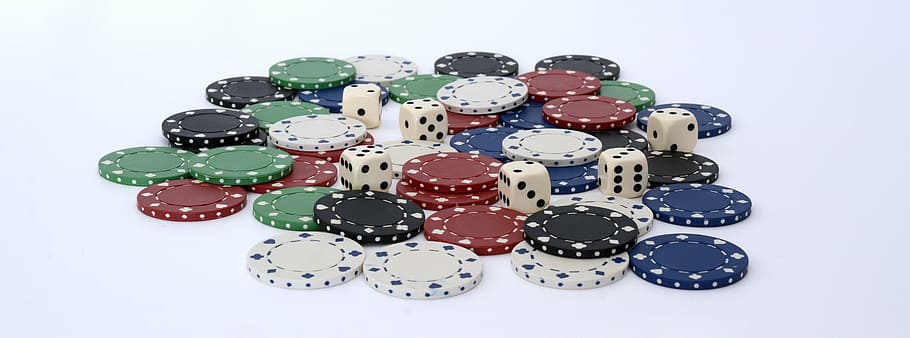 assorted poker chips, cube, gambling, luck, play, gesellschaftsspiel, HD wallpaper