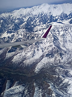 plane, window, window seat view, himalayas, kashmir, srinagar HD wallpaper