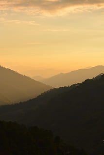 mountain range, outdoor, forest, sunset, misty, hills, philippines HD wallpaper