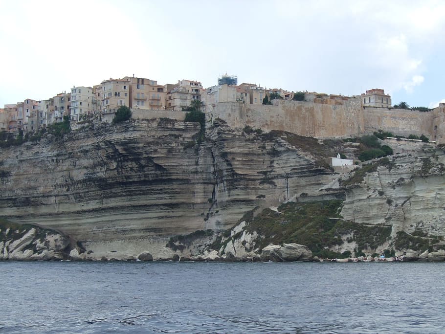 corsican, bonifacio, cliffs, mediterranean, landscape, sea, HD wallpaper