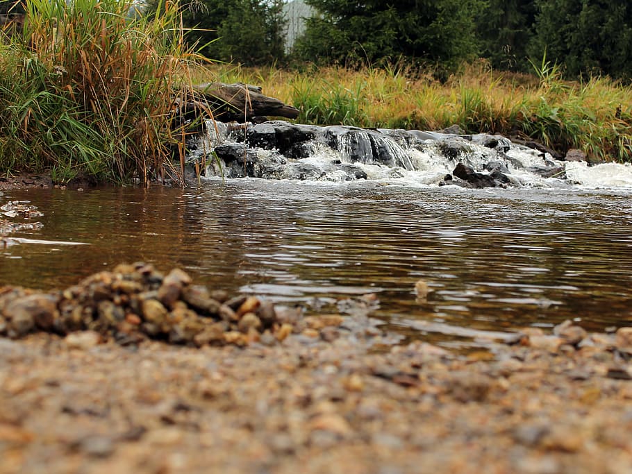 stream, stone, weir, water, solid, rock, nature, no people HD wallpaper