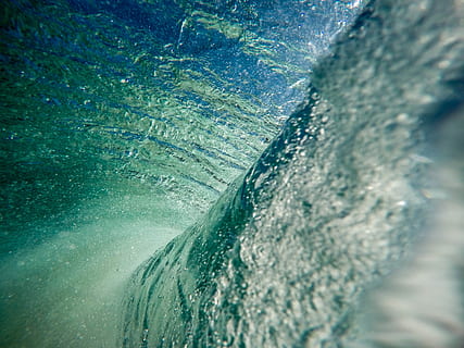 shallow photography of wave, water, inside, tube, foam, pattern HD wallpaper