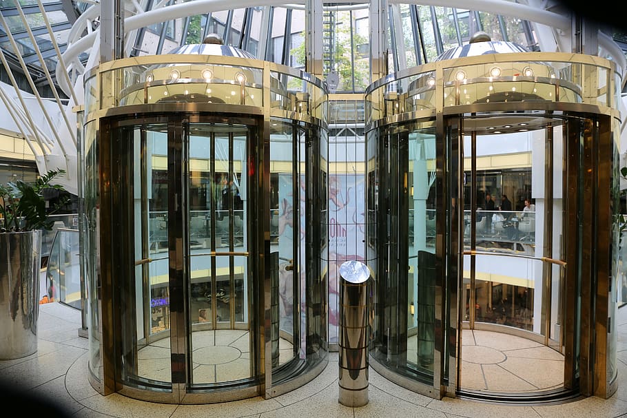 elevators, glass, mall, window, glass - material, architecture HD wallpaper