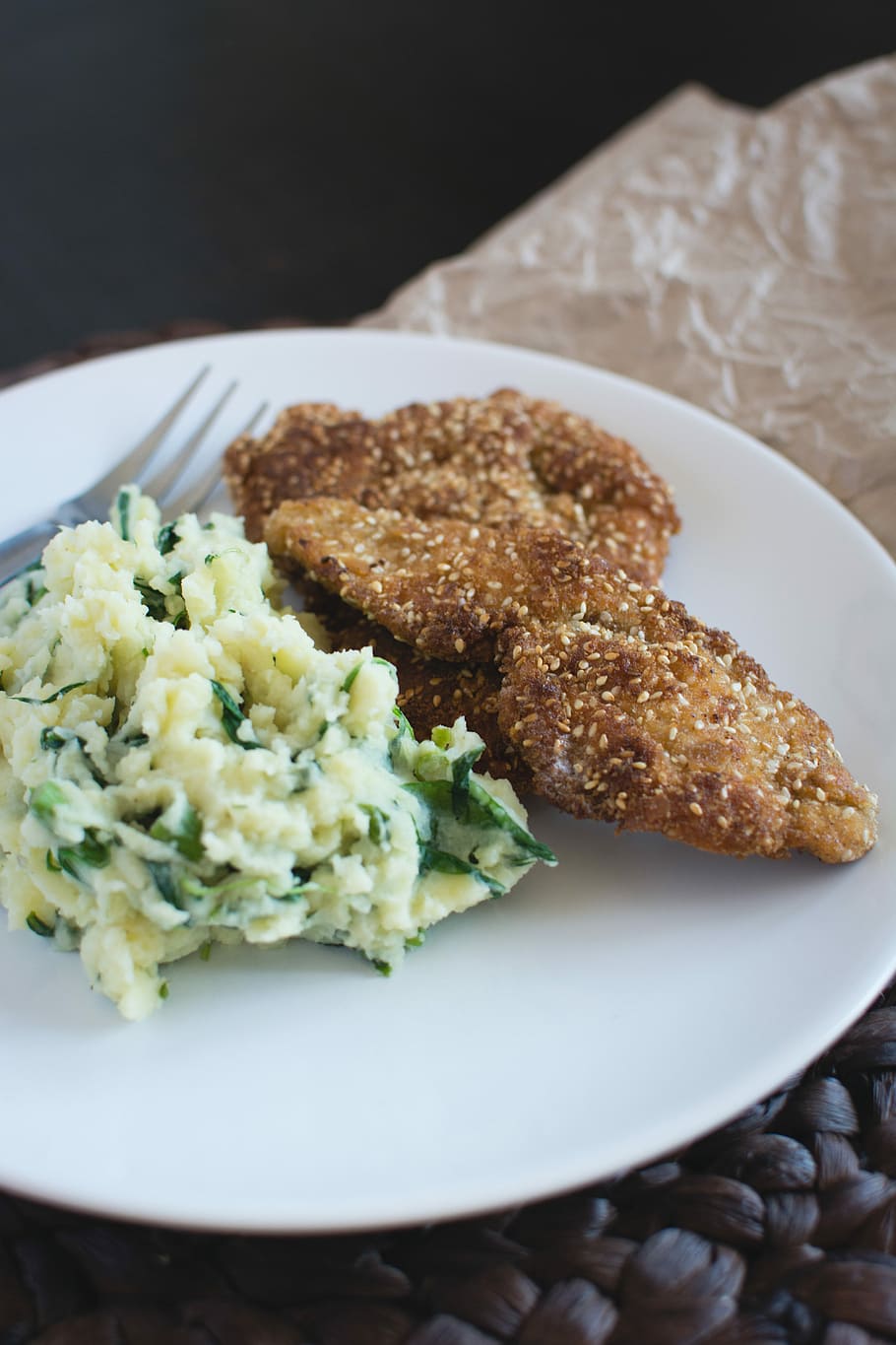 Chicken Schnitzel with mashed potatoes, czech, meat, traditional HD wallpaper