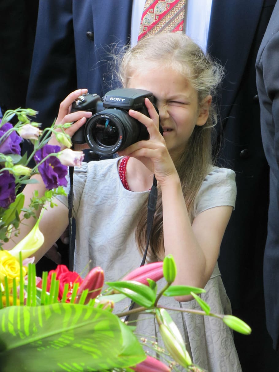 kid, man, young, cute, child, photo, camera, snapshot, flower