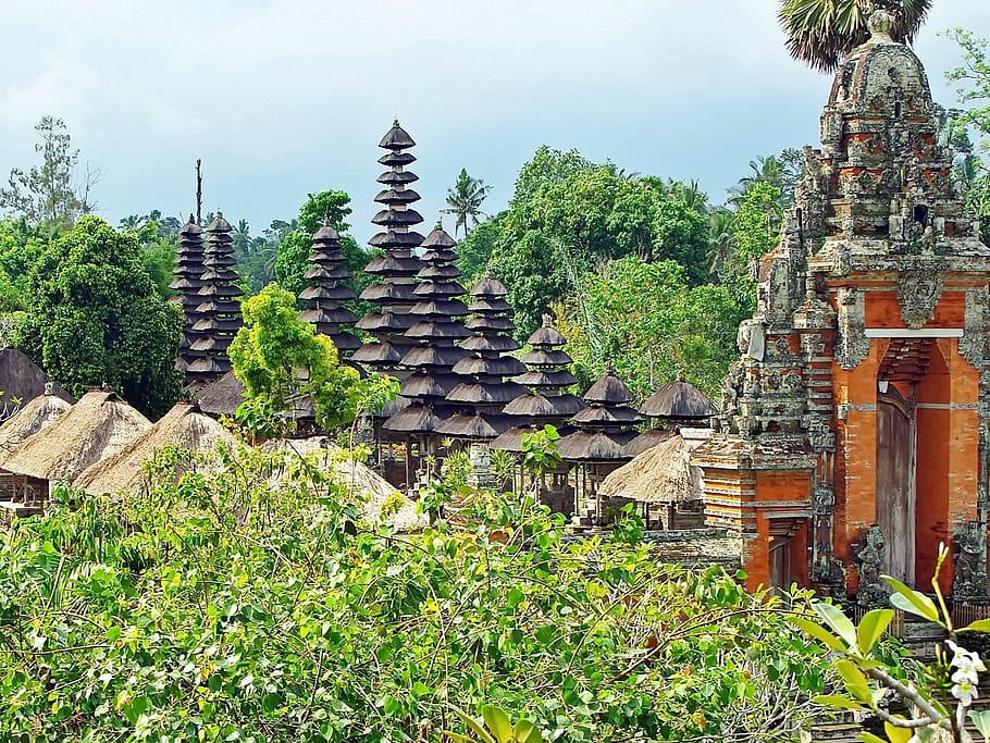 indonesia, bali, temple, mengwi, multiple roofs, constructions HD wallpaper