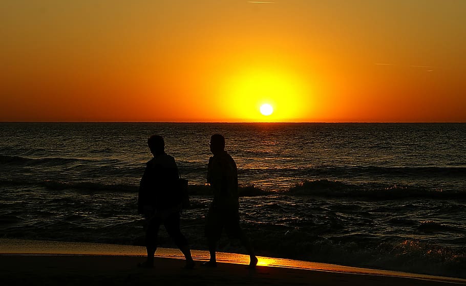 Sunset, Nature, Evening, the sun, sky, twilight, people, aura HD wallpaper