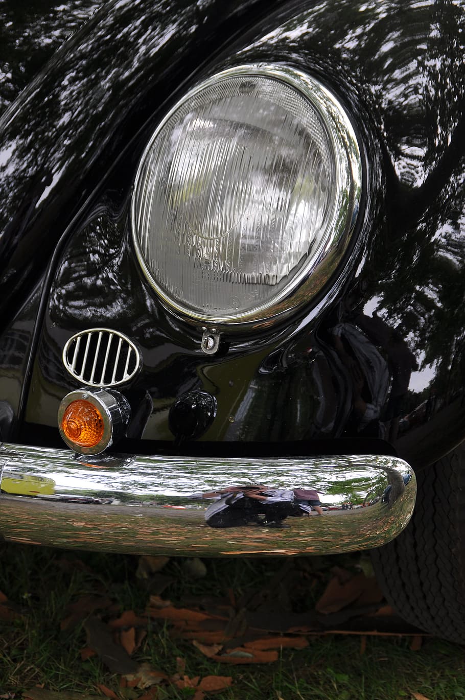 vw, vw beetle, oldtimer, auto, partial view of vw beetle, headlight HD wallpaper