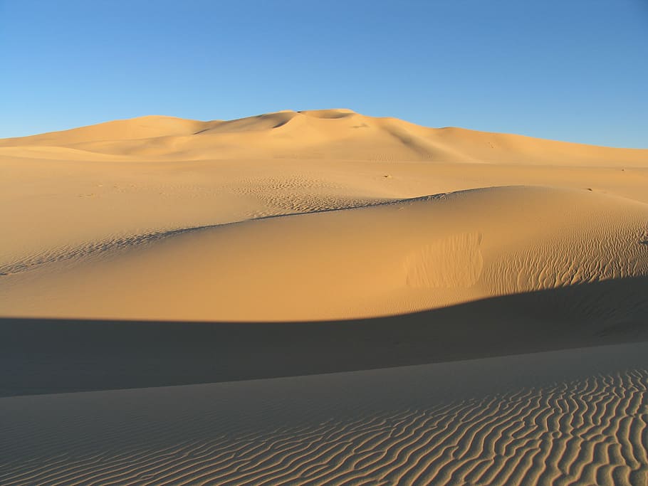brown desert at daytime, sky, dunes, sand, landscape, sand Dune HD wallpaper