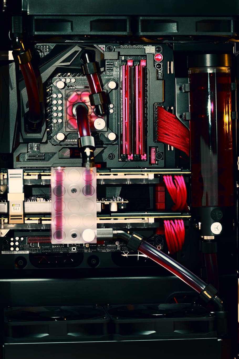 watercooling, pc, computer, indoors, technology, connection HD wallpaper