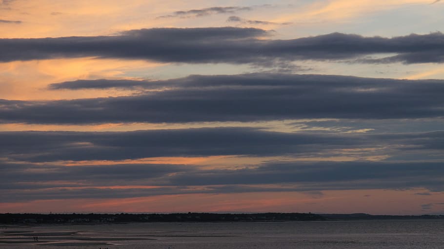 Evening, Clouds, Dusk, Sun, Water, evening clouds, summer, colour HD wallpaper