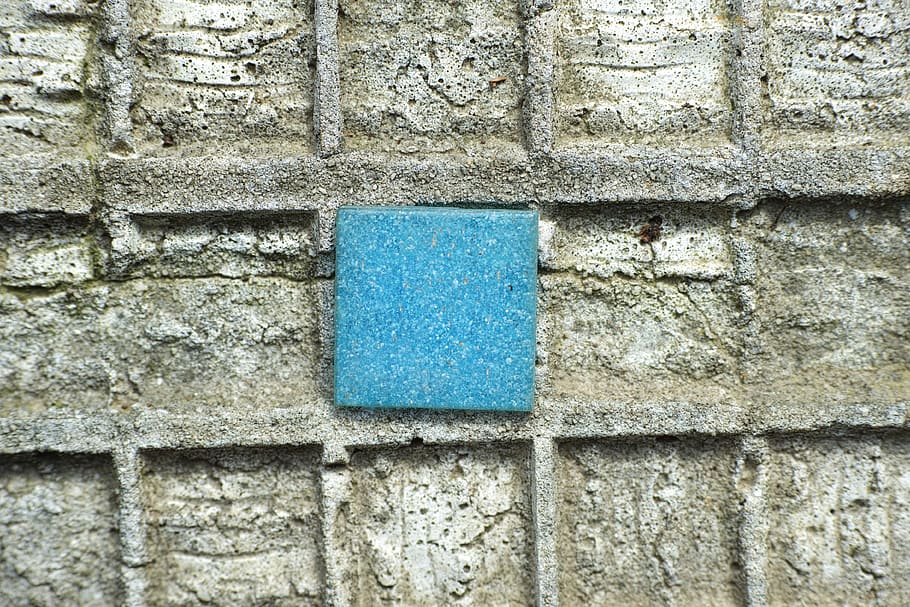 blue, stone, tile, ground, wall, single, plaster, cement, macro HD wallpaper