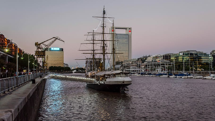 Ship at Puerto Madero in Buenos Aires, Argentina, boat, photo, HD wallpaper