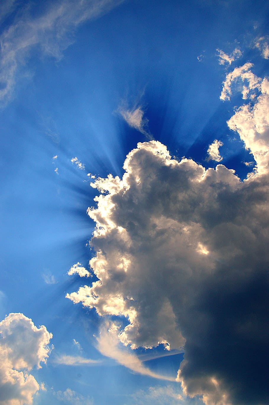 cloud, blue, blue sky, summer, weather, light, lights, mood HD wallpaper