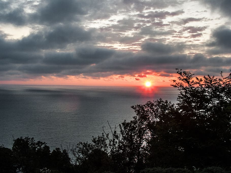 sunrise, red, clouds, water, nature, lake balaton, sky, cloud - sky HD wallpaper