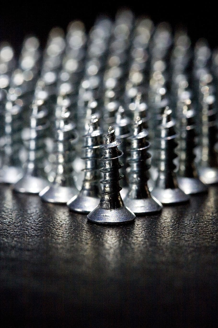 screws, metal, leather, silver, silver colored, selective focus HD wallpaper