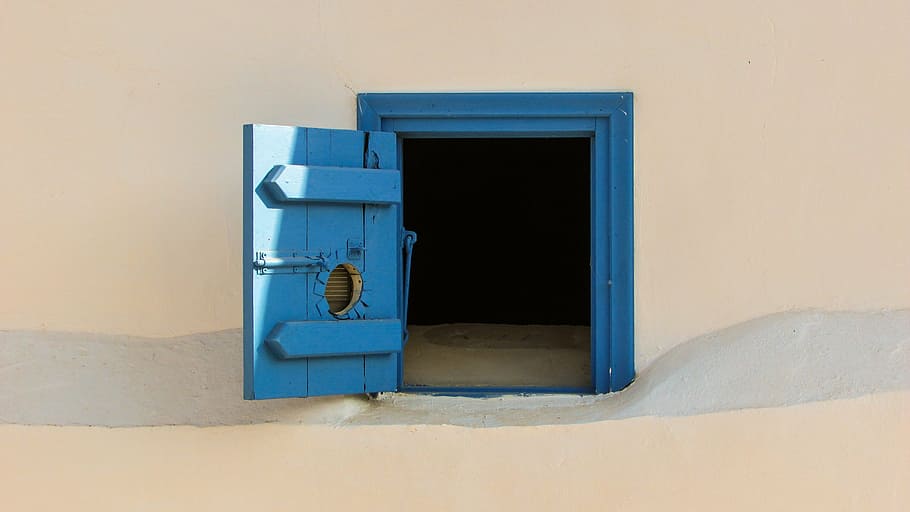 blue wooden cabinet, window, old, traditional, architecture HD wallpaper