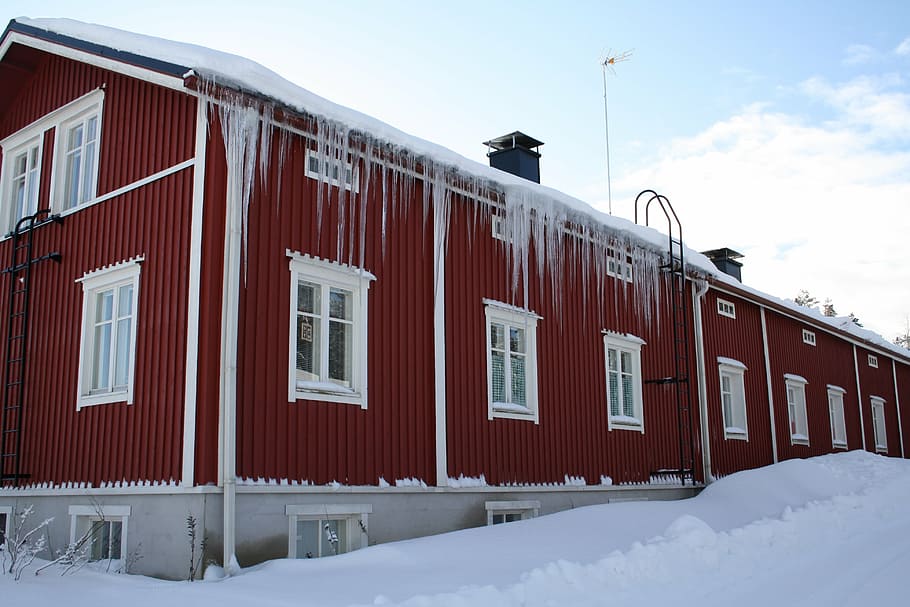 house, icicles, winter, snow, ice, frost, cold temperature HD wallpaper