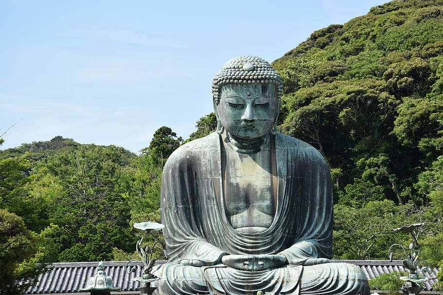 kamakura, kotoku, big buddha, asia, statue, buddhism, spirituality HD wallpaper