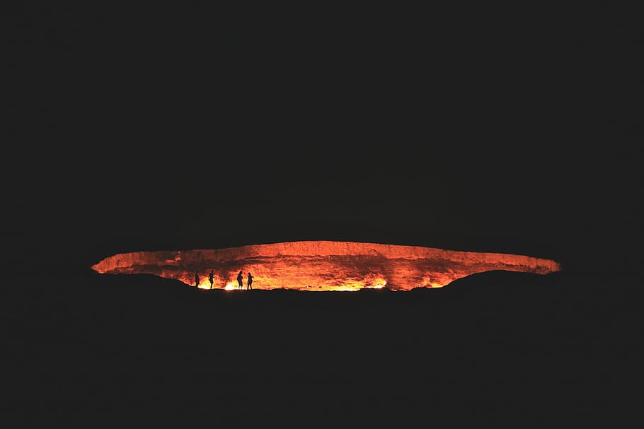 photography of people near cave at night time, untitled, red and black HD wallpaper