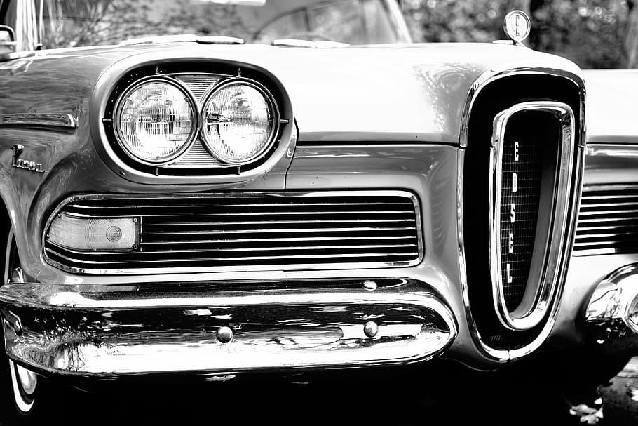 classic muscle car, antique, automobile, automotive, bumper, edsel, HD wallpaper