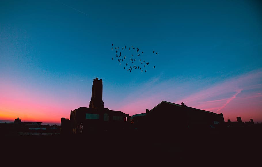 architecture, building, infrastructure, sunset, sky, cloud HD wallpaper