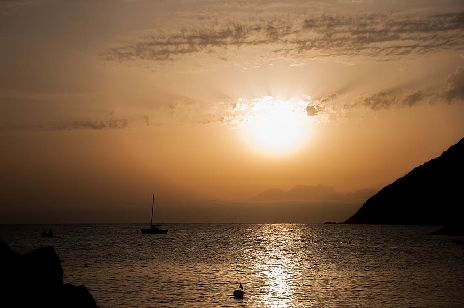 sunset, framura, liguria, sea, water, scenics - nature, beauty in nature HD wallpaper