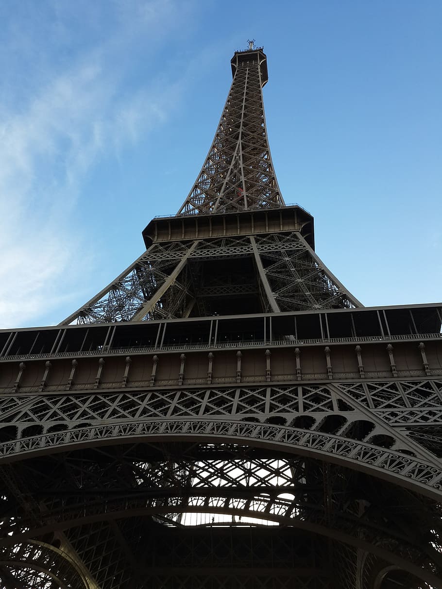 eiffel tower, wrought iron lattice tower, champ de mars, paris
