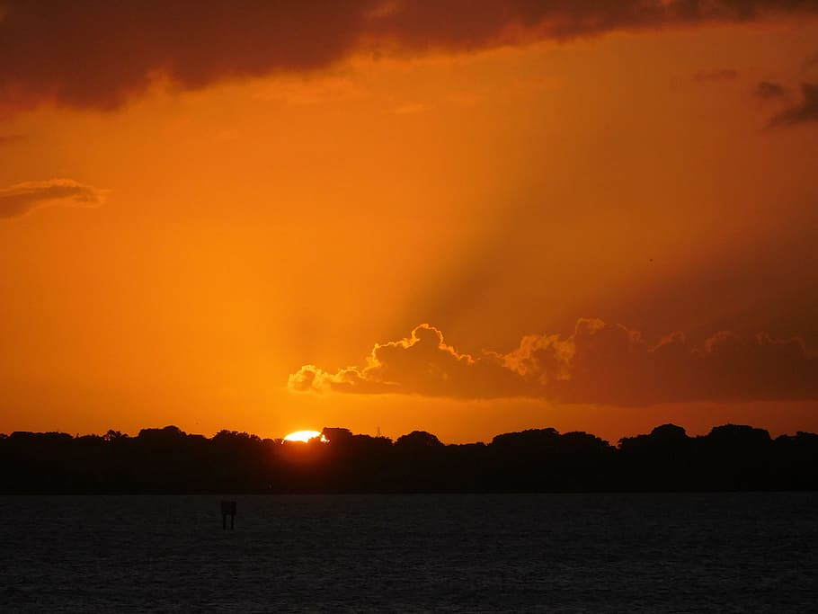sunset, evening, sunlight, sunset sky, sunset landscape, water HD wallpaper