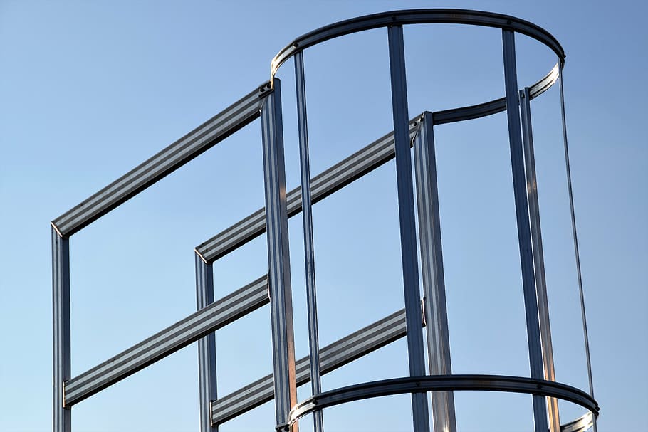 construction, steel, sky, linz, metal, blue, no people, low angle view HD wallpaper