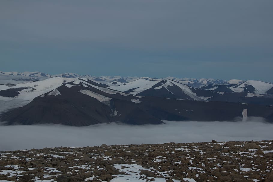 mountains, arctic, svalbard, clouds, snow, winter, cold temperature HD wallpaper