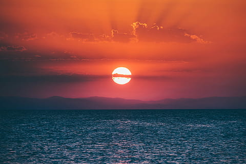 view of ocean during sunset, body of water under sun rise, sunrise HD wallpaper