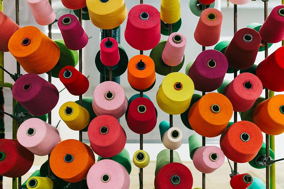 Big colorful Spool of Thread Sewing, hobby, colors, crafts, multi Colored, HD wallpaper