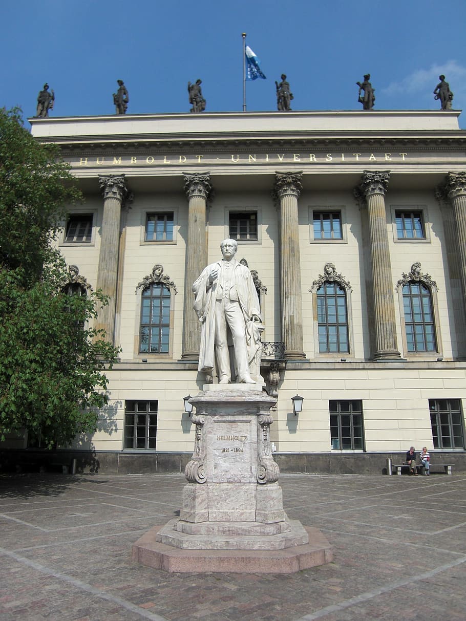 Humboldt University, Berlin, Helmholtz, statue, monument, sculpture, HD wallpaper