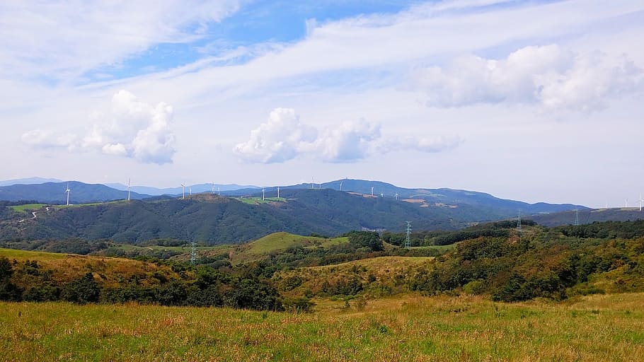 wind power generator, daegwallyeong, windmill, mountain, environment HD wallpaper