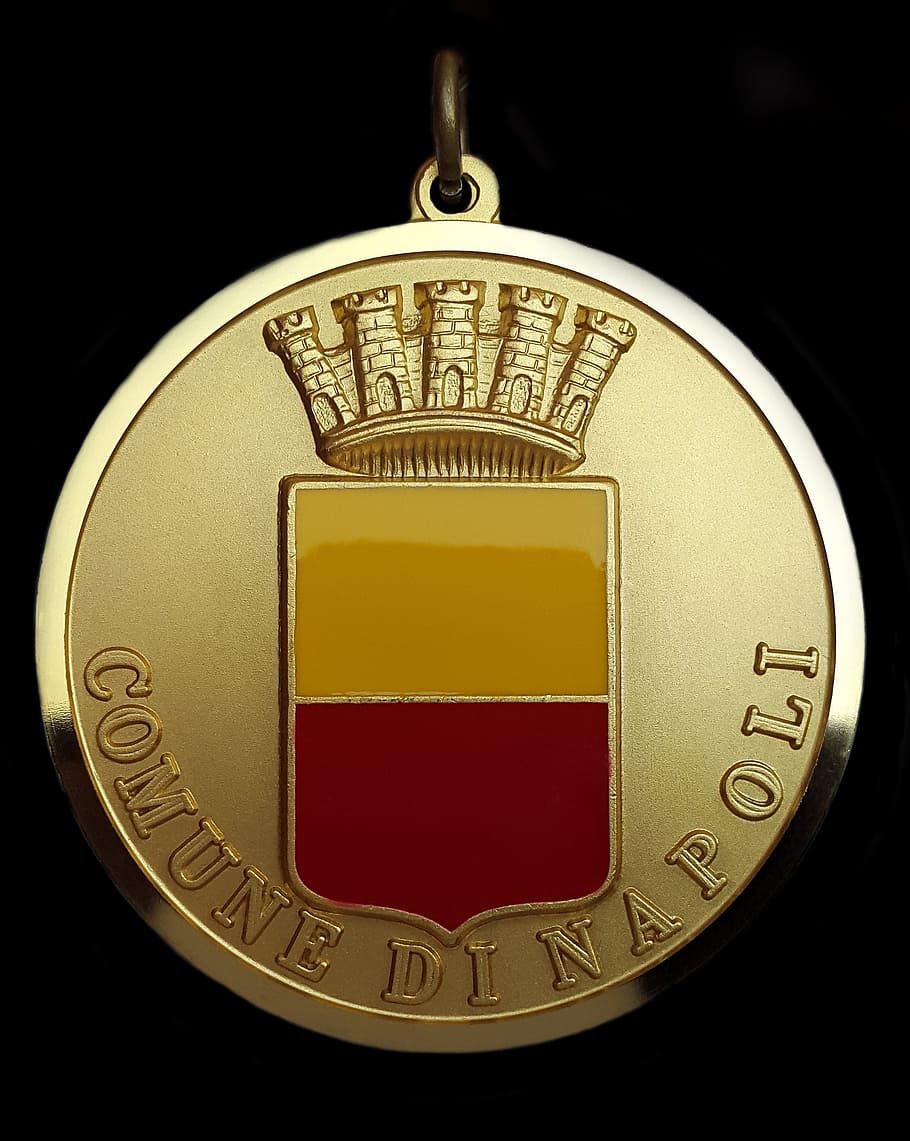 Order, Award, Gold, Coin, Badge, City, comune di napoli, red