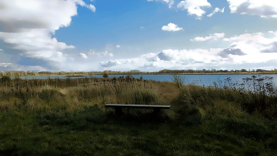 twilight, waters, nature, grass, sky, plant, cloud - sky, tranquility HD wallpaper