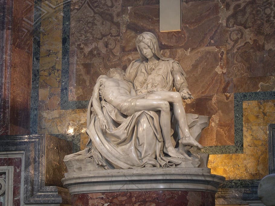 vatican, statue, catholicism, virgin, mourning, marble, rome HD wallpaper