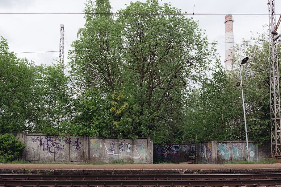 Industrial landscape with railways, industry, railroad Track HD wallpaper