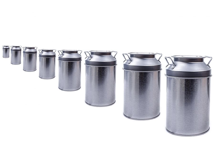 inlined gray metal milk urn lot, churn, cans, cow, isolated HD wallpaper
