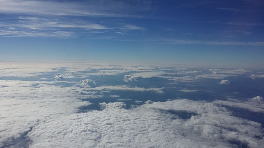 clouds, sky, plane, silence, calm, cloud - sky, scenics - nature HD wallpaper