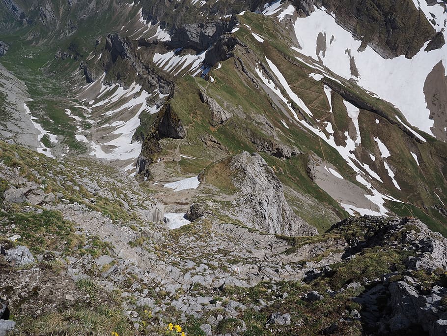Steepness, Exposed, Trail, mountains, alpine, lenses ridge, HD wallpaper