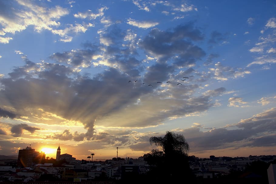 sunrise, sky, horizon, summer, cloud - sky, building exterior HD wallpaper