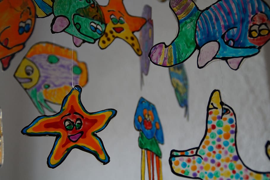 Mobile, Sea Animals, Depend, Colorful, children's room, multi Colored HD wallpaper