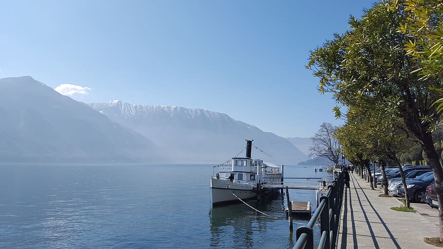 Landscape, Ship, Lake Como, Como, Italy, lombardy, alpine, nature HD wallpaper