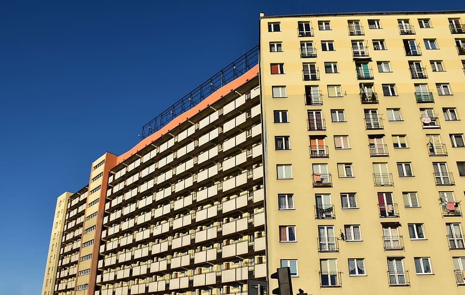 architecture, buildings, perspective, style, 1970, poland, building exterior HD wallpaper