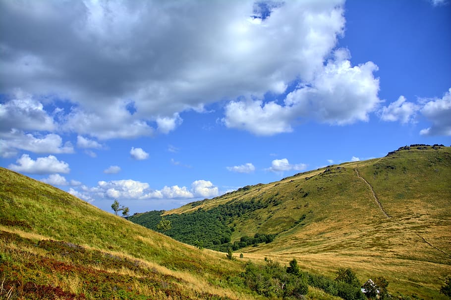 bieszczady, sky, landscape, colors, poland, mountains, view HD wallpaper