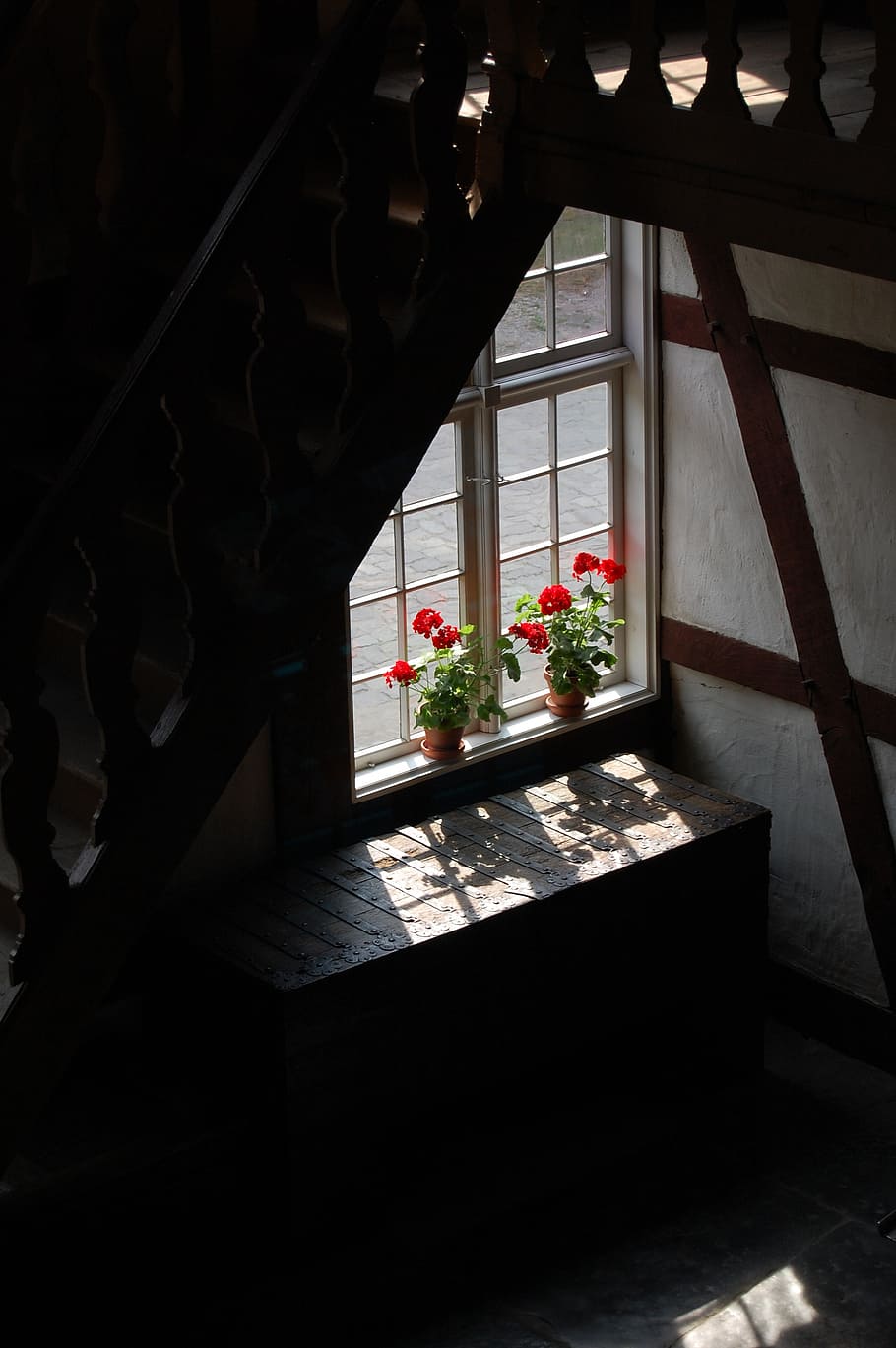 window sill, old, home, building, light, staircase, shadow HD wallpaper
