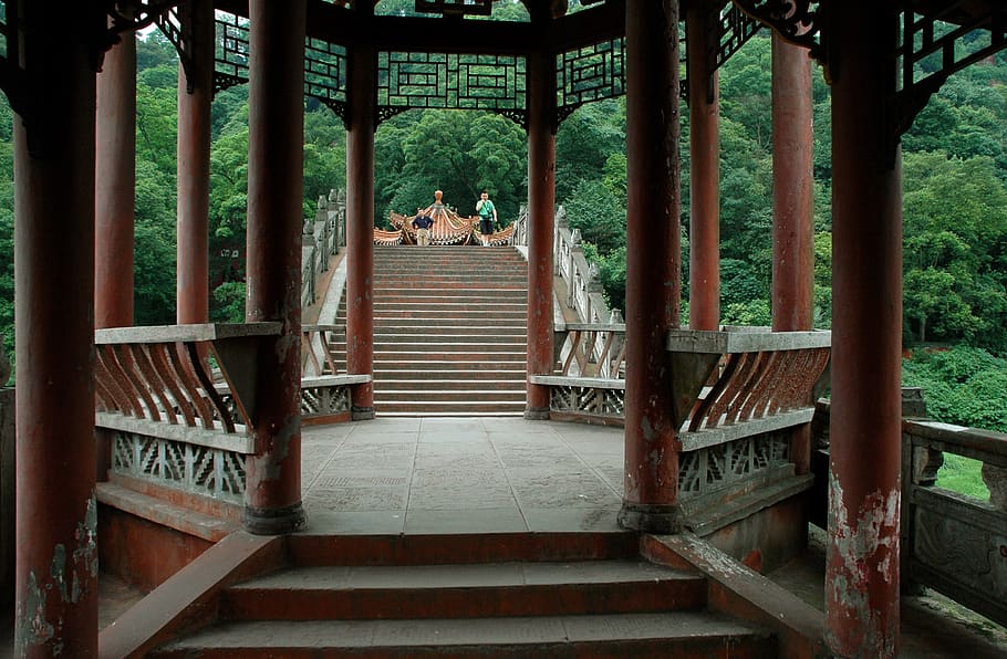 bridge, leshan, china, architecture, staircase, built structure, HD wallpaper